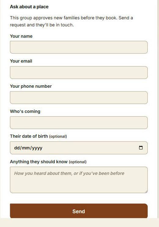What someone you don't know sees instead of the booking form