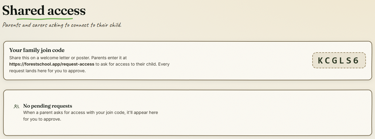 Shared access: the family join code and the requests it brings in