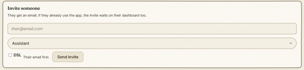 Inviting someone to your team