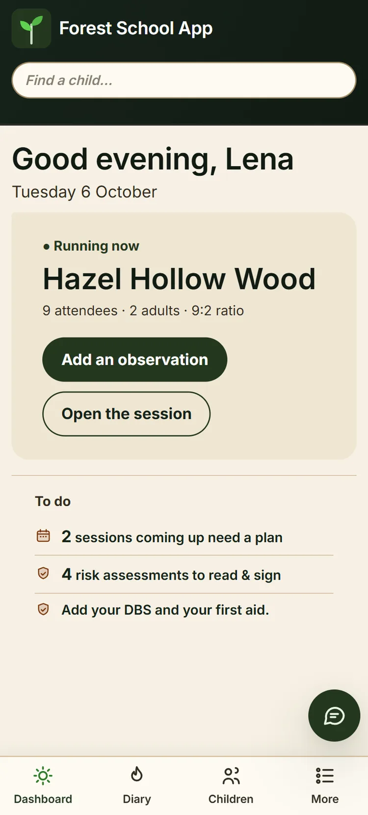 The same dashboard with Quiet mode on: plain type, no pictures, the session and the to-do list